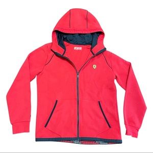 Official Ferrari Scuderia Red Hooded Full Zip Jacket Men’s Sz Medium